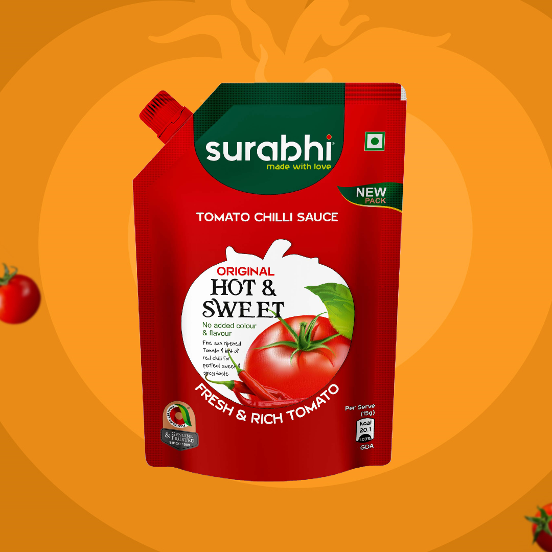 Surabhi Tomato Chilli Sauce - Hot and Sweet - 450 g