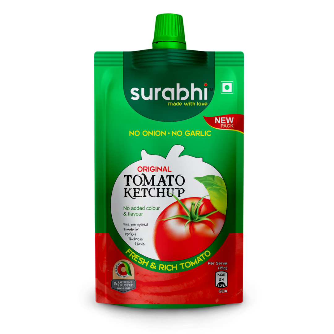 Surabhi Sauces| Surabhi No Onion No Garlic Ketchup| Surabhi Tomato Ketchup| Fresh Tomatoes| Jain Range| Original Tomato Ketchup| Surabhi Sauce|